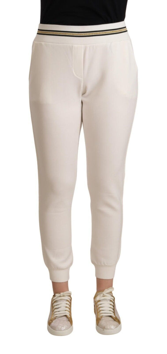 Patrizia Pepe Chic White Mid Waist Jogger Pants Patrizia Pepe