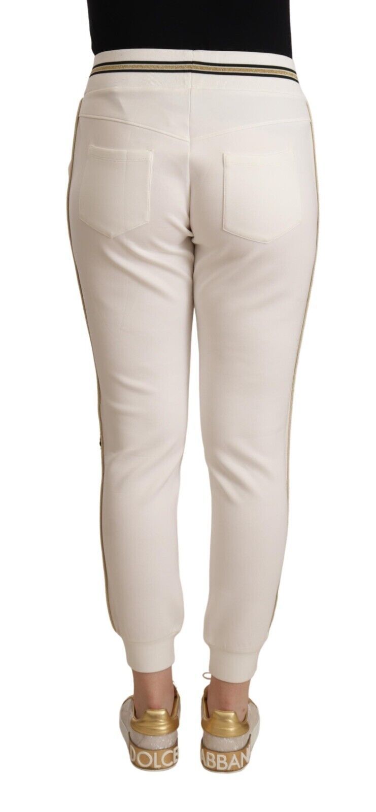 Patrizia Pepe Chic White Mid Waist Jogger Pants Patrizia Pepe