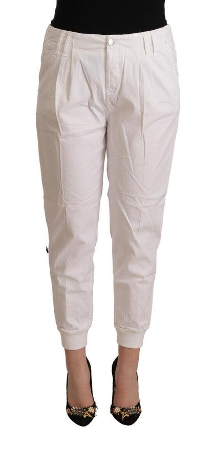 Met Chic White Tapered Cropped Pants Met