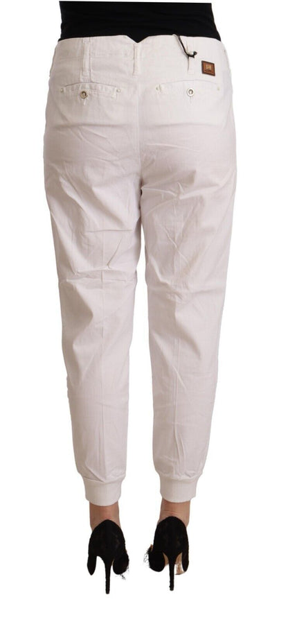 Met Chic White Tapered Cropped Pants Met