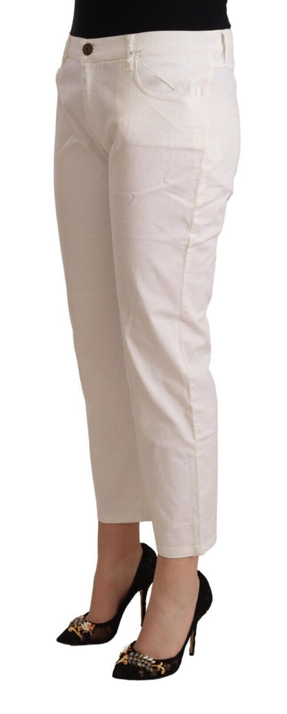 L'Autre Chose Chic White Mid Waist Skinny Cropped Jeans L'Autre Chose