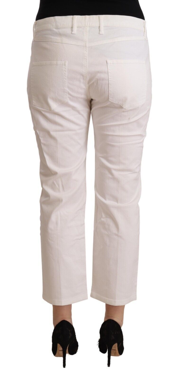 L'Autre Chose Chic White Mid Waist Skinny Cropped Jeans L'Autre Chose