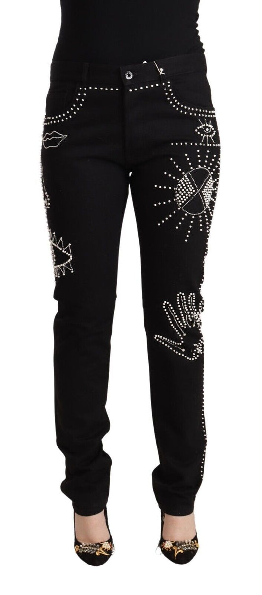 Valentino Embellished Black Mid-Waist Denim Valentino