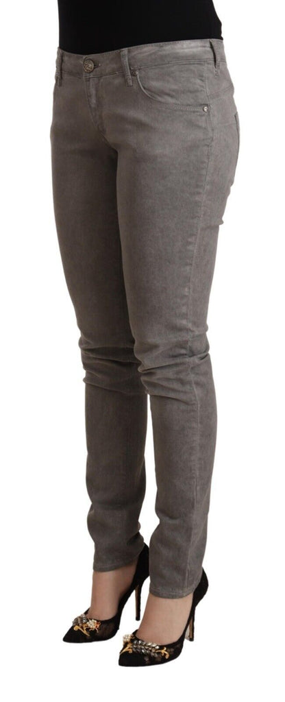 Acht Chic Gray Low Waist Skinny Cotton Jeans Acht