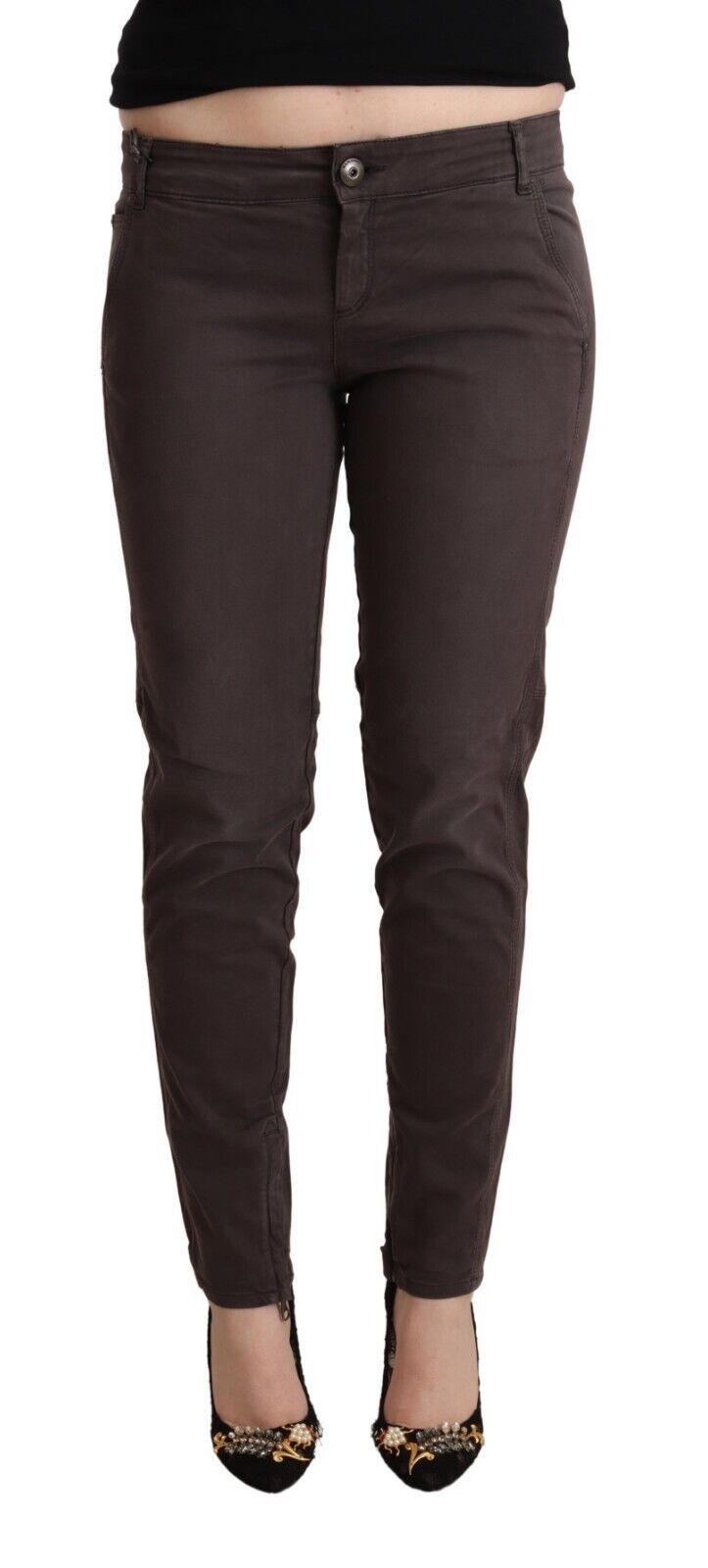 Ermanno Scervino Chic Brown Low Waist Skinny Pants Ermanno Scervino