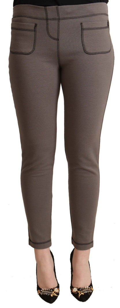 John Galliano Chic Gray Mid Waist Skinny Pants for Sophisticated Style John Galliano