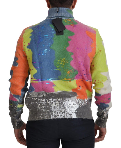 Dolce & Gabbana Multicolor Turtleneck TV Motive Sweater Dolce & Gabbana