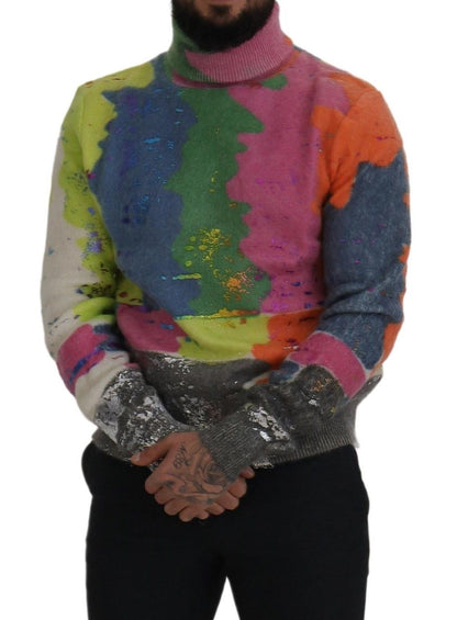 Dolce & Gabbana Multicolor Turtleneck TV Motive Sweater Dolce & Gabbana