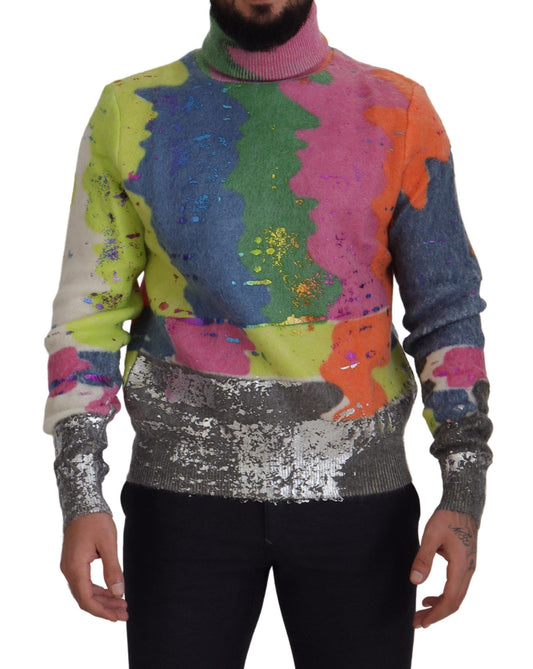 Dolce & Gabbana Multicolor Turtleneck TV Motive Sweater Dolce & Gabbana