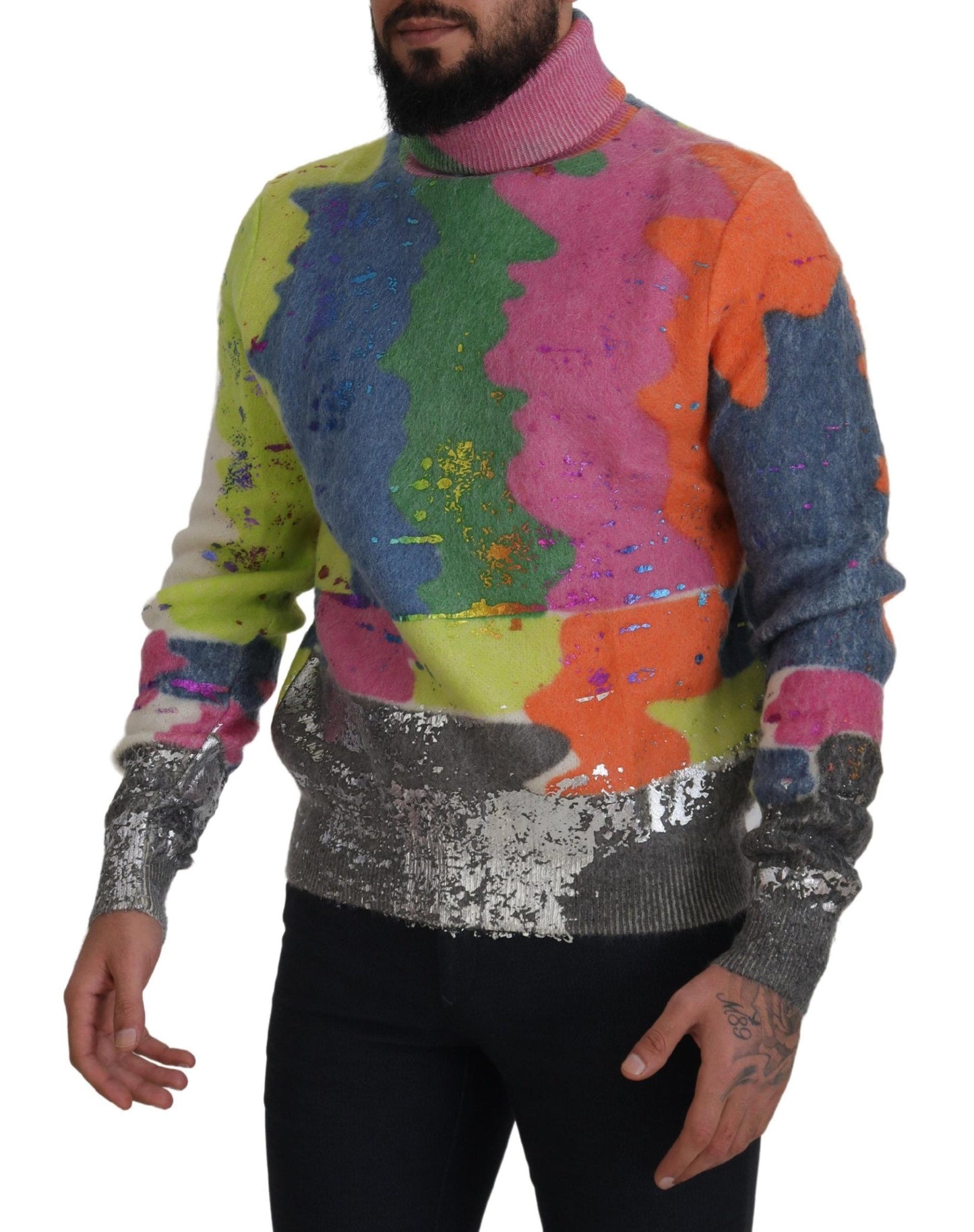 Dolce & Gabbana Multicolor Turtleneck TV Motive Sweater Dolce & Gabbana