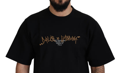 Dolce & Gabbana Elegant Black Cotton Blend Crewneck T-Shirt Dolce & Gabbana