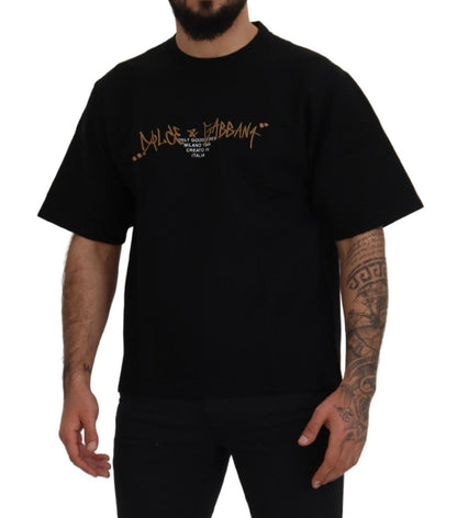 Dolce & Gabbana Elegant Black Cotton Blend Crewneck T-Shirt Dolce & Gabbana