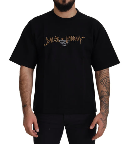 Dolce & Gabbana Elegant Black Cotton Blend Crewneck T-Shirt Dolce & Gabbana