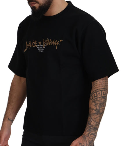 Dolce & Gabbana Elegant Black Cotton Blend Crewneck T-Shirt Dolce & Gabbana