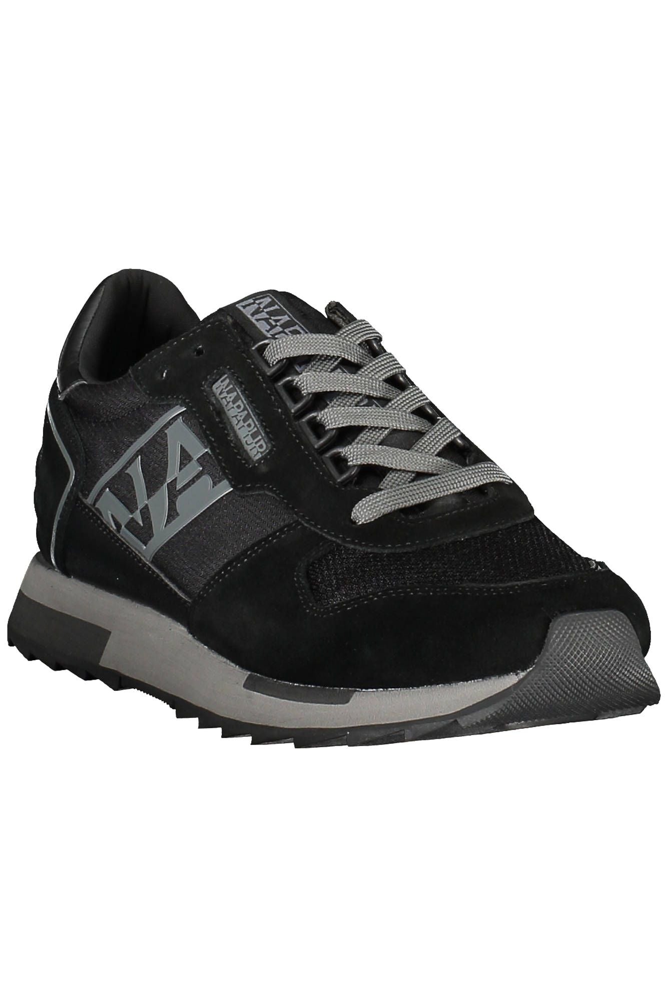 Napapijri Sleek Black Lace-Up Sneakers with Contrasting Details Napapijri