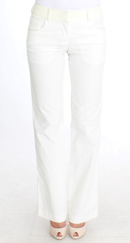 Ermanno Scervino Chic White Striped Straight Fit Pants Ermanno Scervino