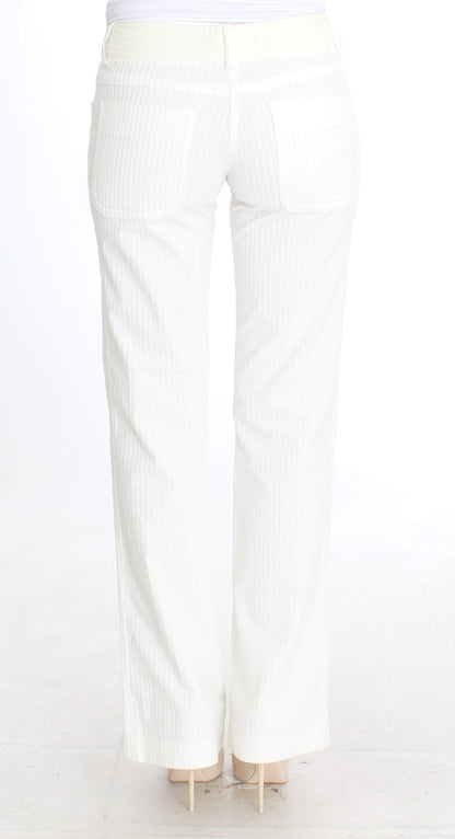 Ermanno Scervino Chic White Striped Straight Fit Pants Ermanno Scervino