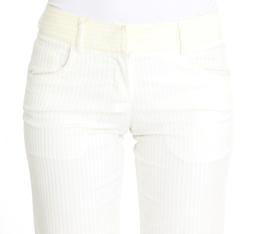 Ermanno Scervino Chic White Striped Straight Fit Pants Ermanno Scervino