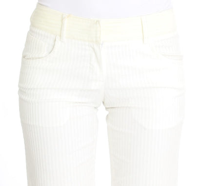 Ermanno Scervino Chic White Striped Straight Fit Pants Ermanno Scervino