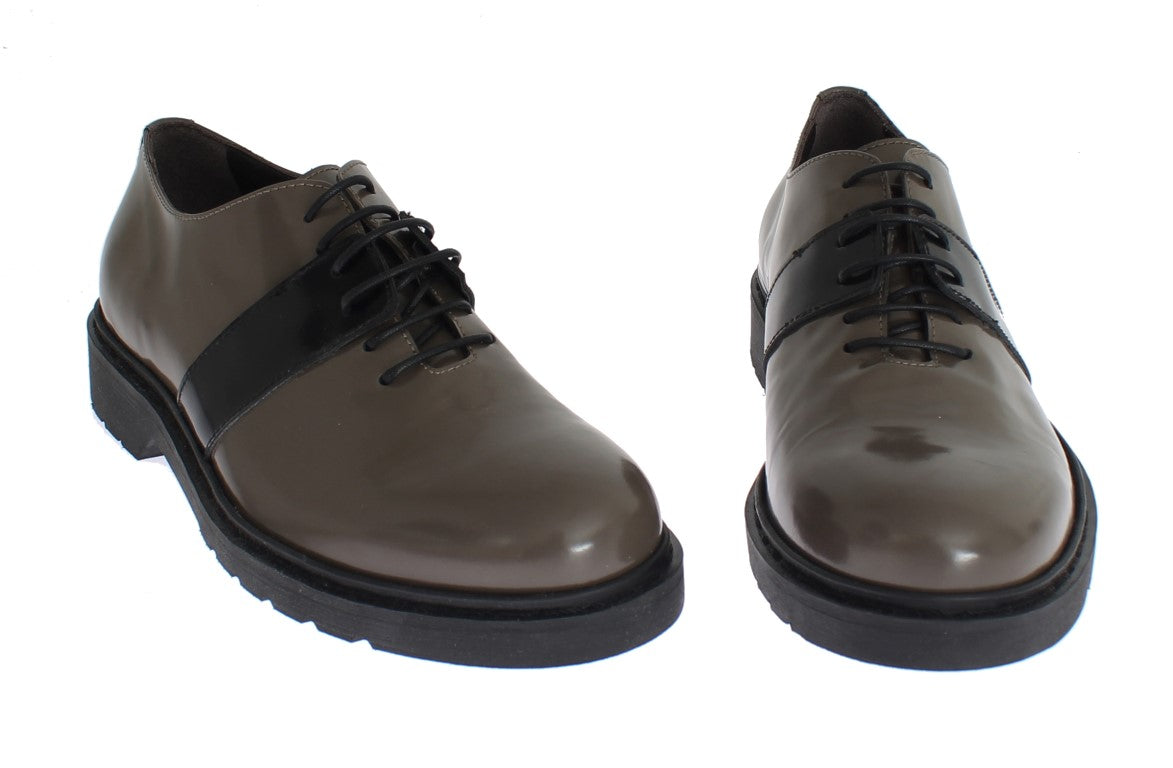 AI_ Elegant Gray Brown Leather Lace-up Shoes AI_