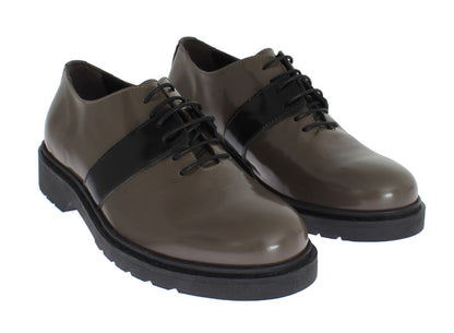 AI_ Elegant Gray Brown Leather Lace-up Shoes AI_