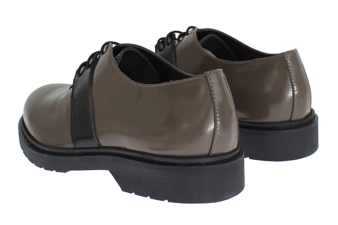 AI_ Elegant Gray Brown Leather Lace-up Shoes AI_