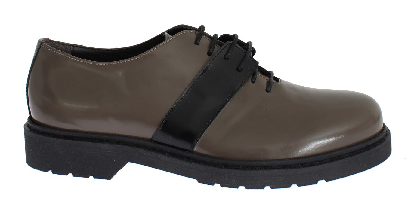 AI_ Elegant Gray Brown Leather Lace-up Shoes AI_