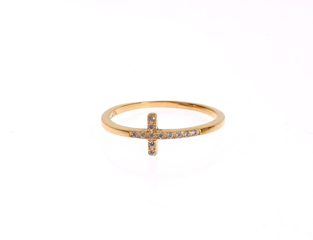 Nialaya Chic Handmade Golden CZ Crystal Ring Nialaya