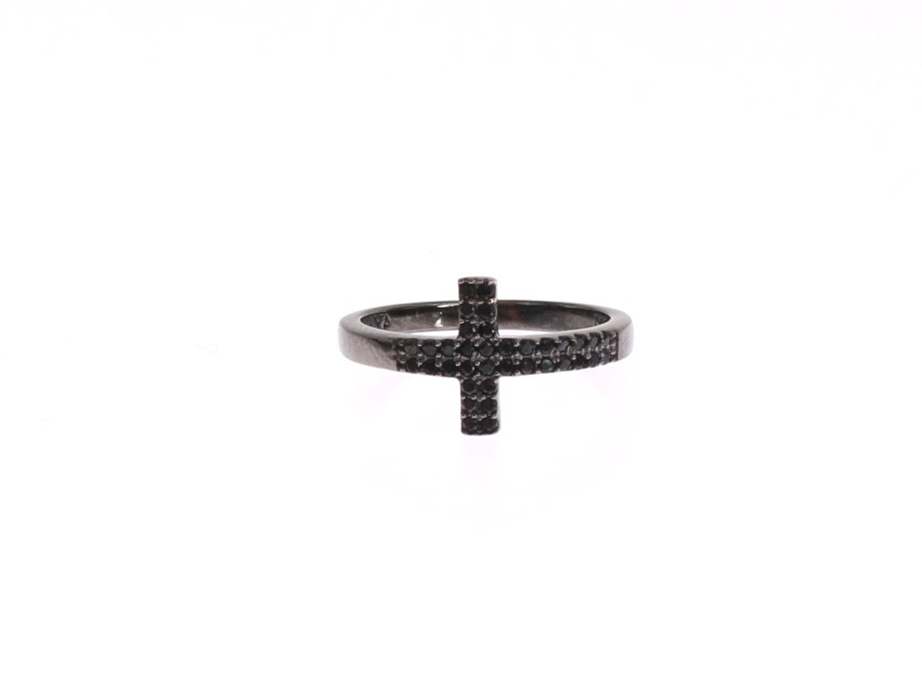 Nialaya Exquisite Black CZ Crystal Sterling Silver Ring Nialaya