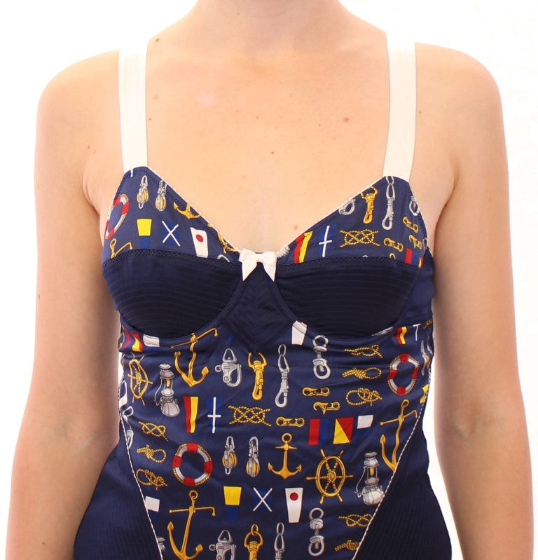 Dolce & Gabbana Blue Sailor Motif Stretch Tank Top Dolce & Gabbana