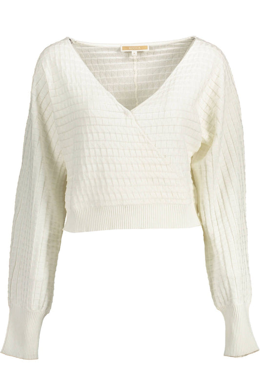 Kocca Chic White Long-Sleeved V-Neck Shirt Kocca