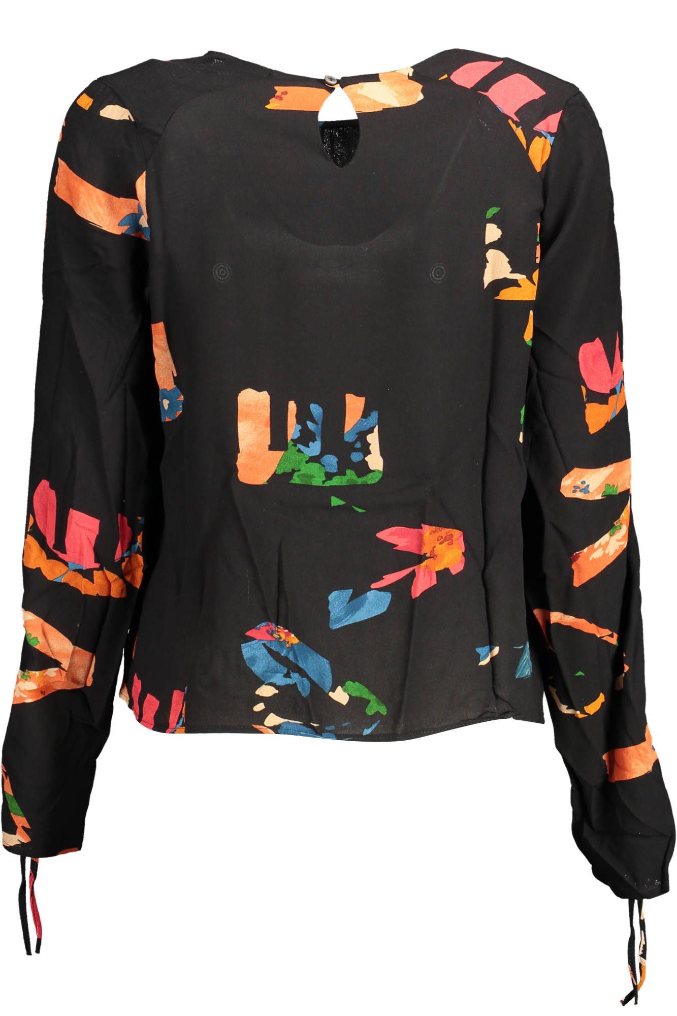 Desigual Elegant Black Gathered Sleeve Shirt Desigual