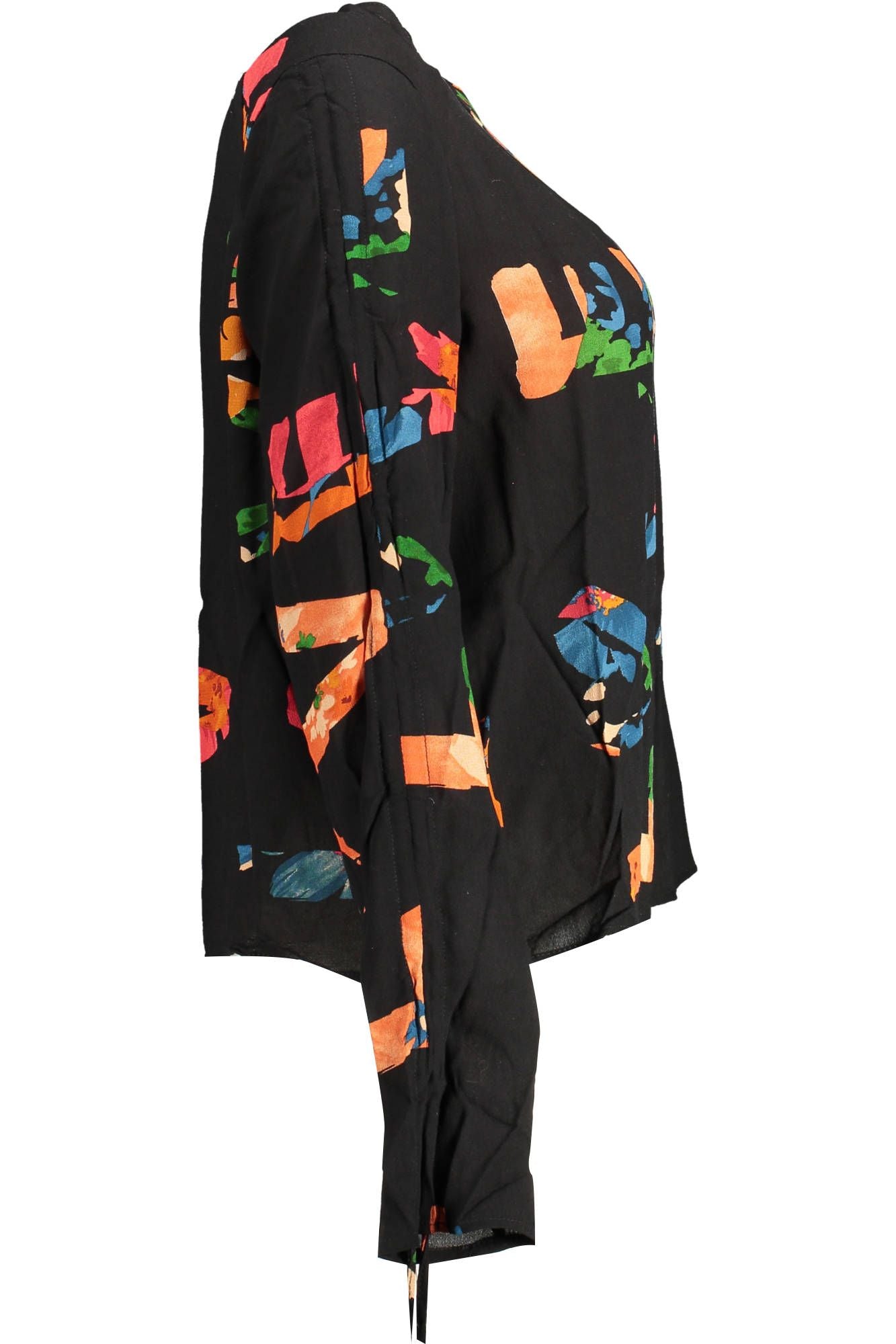 Desigual Elegant Black Gathered Sleeve Shirt Desigual