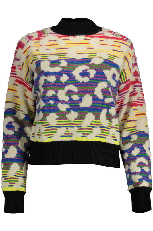 Desigual Chic Blue Contrasting Details Sweater Desigual