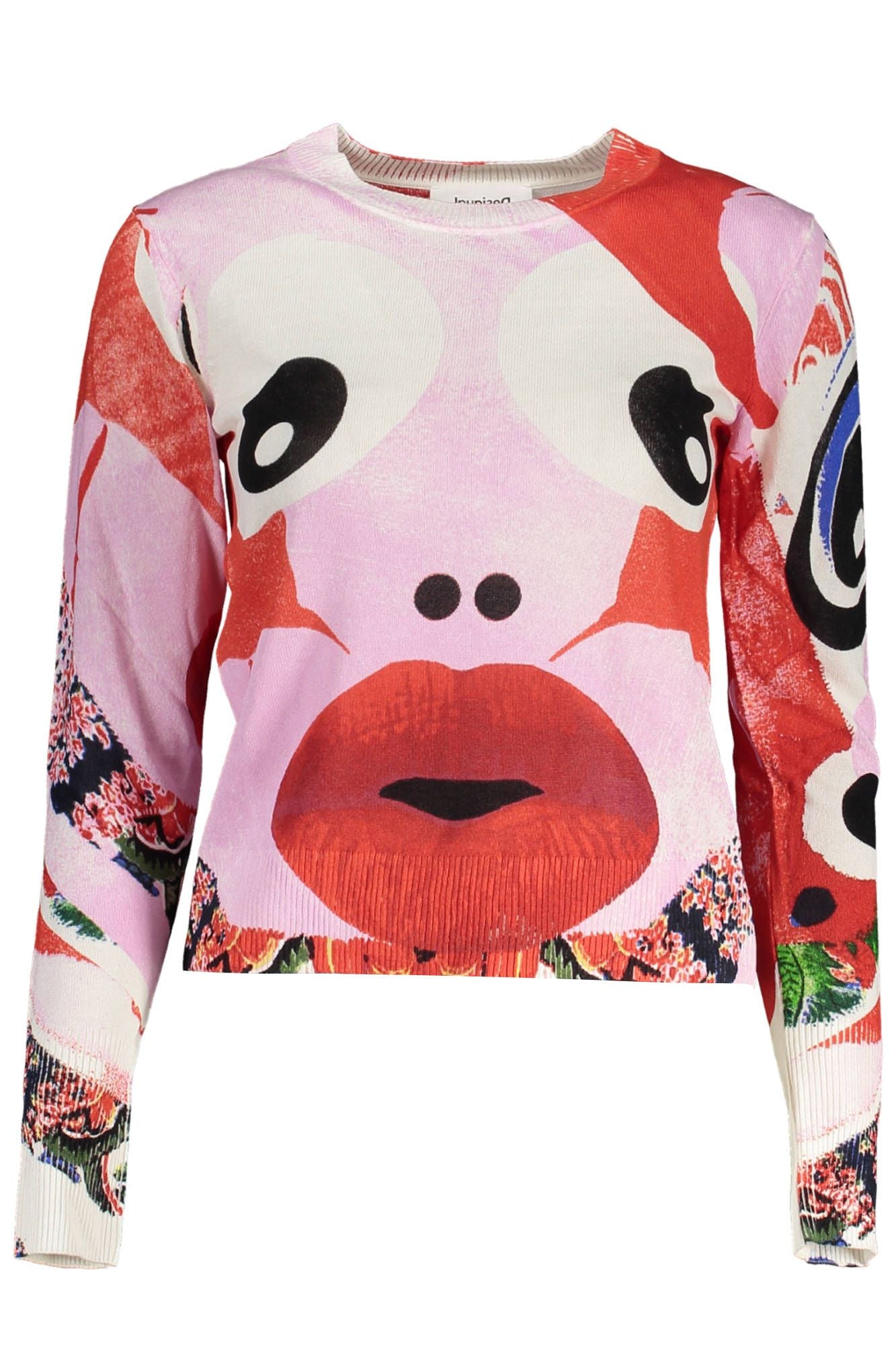 Desigual Chic Pink Contrasting Detail Sweater Desigual