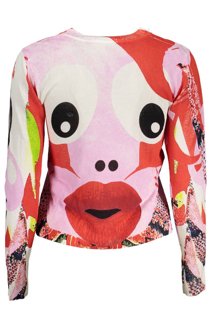 Desigual Chic Pink Contrasting Detail Sweater Desigual