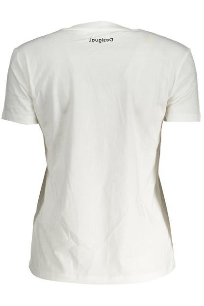 Desigual Elegant White Tee with Exclusive Applique Detail Desigual