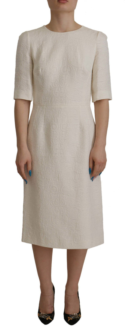 Dolce & Gabbana Exquisite Jacquard Midi Dress in White Dolce & Gabbana