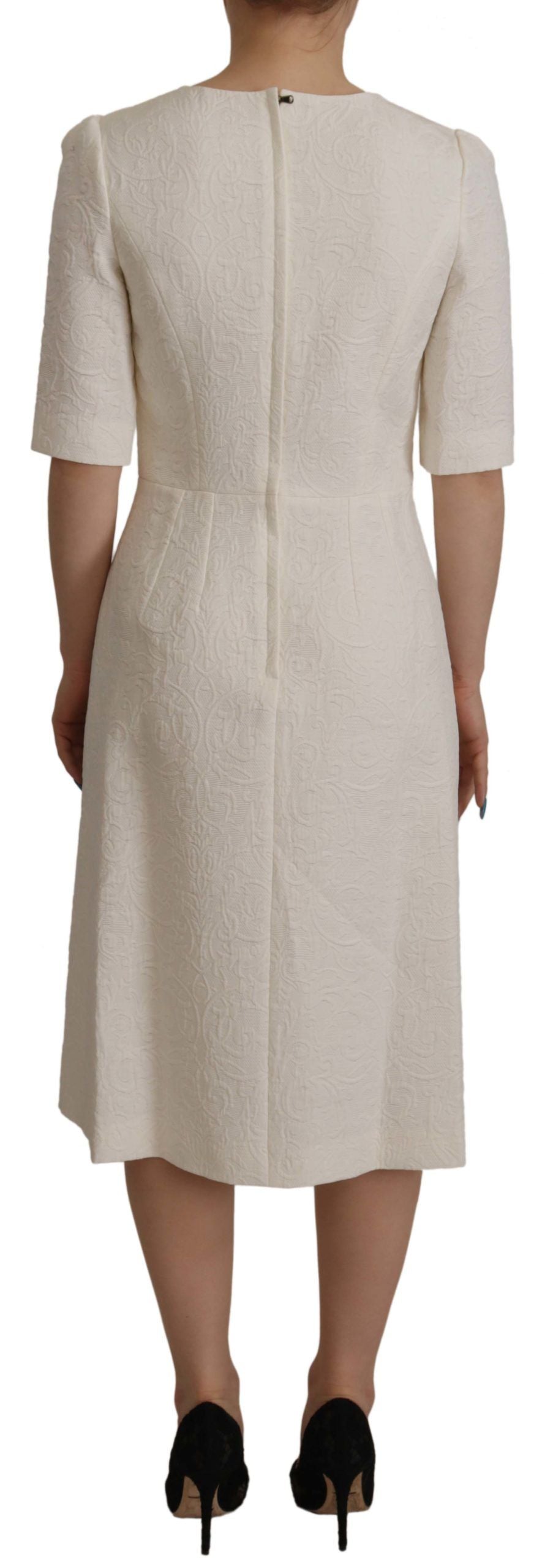 Dolce & Gabbana Exquisite Jacquard Midi Dress in White Dolce & Gabbana