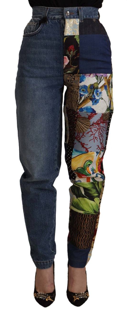 Dolce & Gabbana Patchwork Jacquard Denim Relaxed Jeans Dolce & Gabbana