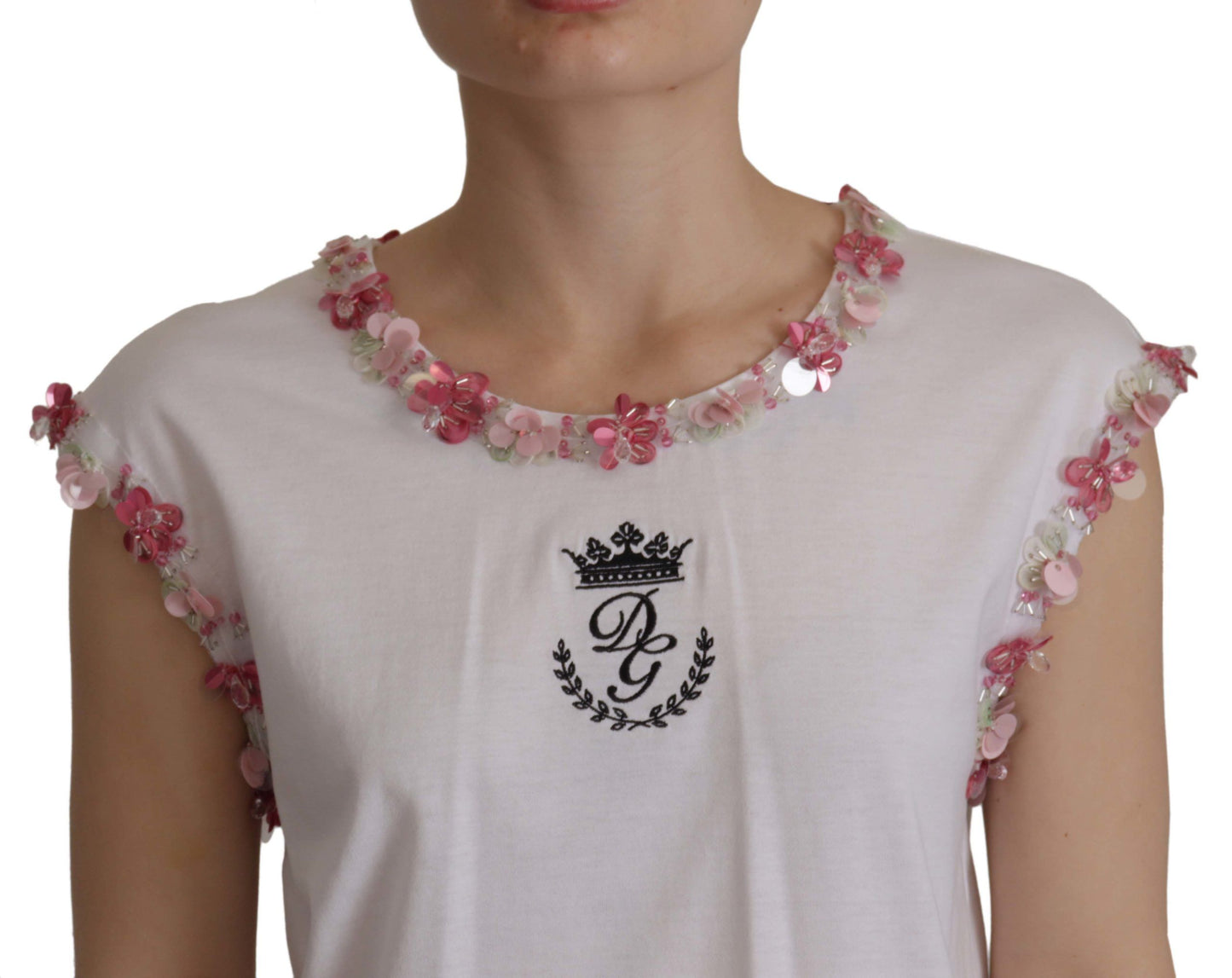 Dolce & Gabbana Chic Sequined Crown Tank Top T-Shirt Dolce & Gabbana