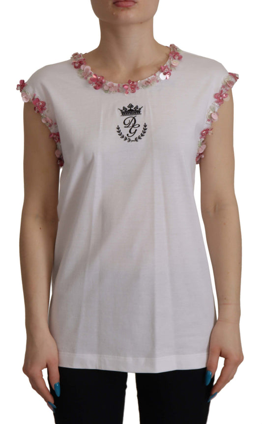 Dolce & Gabbana Chic Sequined Crown Tank Top T-Shirt Dolce & Gabbana