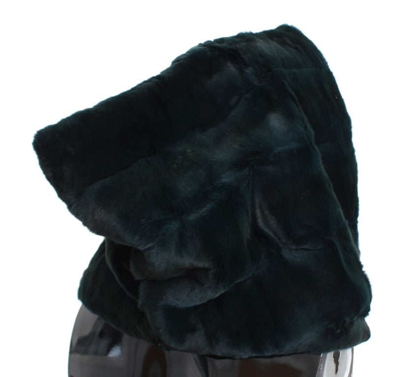 Dolce & Gabbana Exclusive Green Weasel Fur Hooded Scarf Dolce & Gabbana