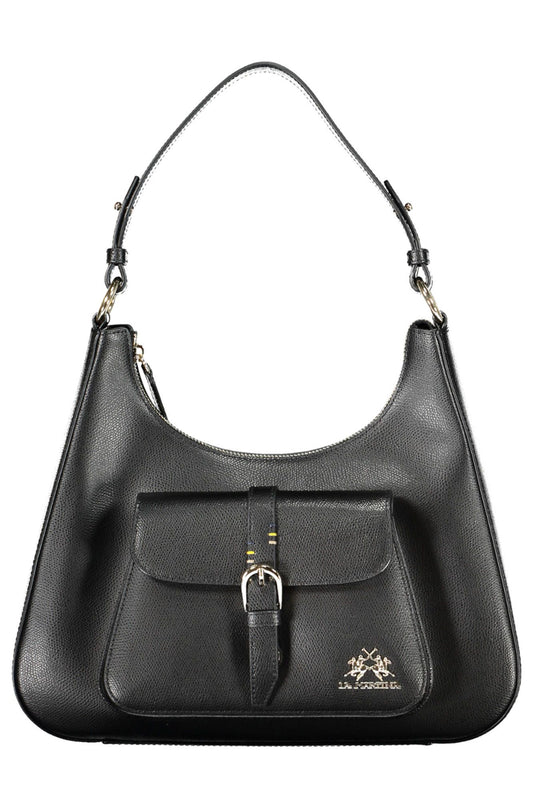 La Martina Elegant Black Leather Shoulder Bag La Martina