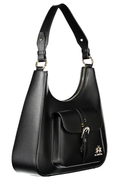 La Martina Elegant Black Leather Shoulder Bag La Martina