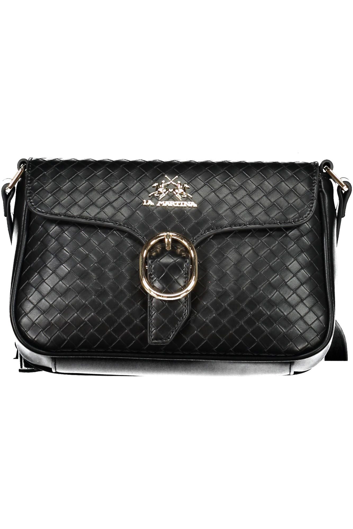 La Martina Elegant Black Shoulder Bag with Contrasting Details La Martina