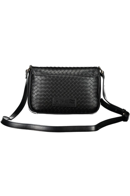 La Martina Elegant Black Shoulder Bag with Contrasting Details La Martina