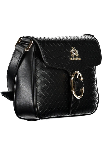 La Martina Elegant Black Shoulder Bag with Contrasting Details La Martina