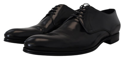 Dolce & Gabbana Elegant Black Leather Derby Shoes Dolce & Gabbana