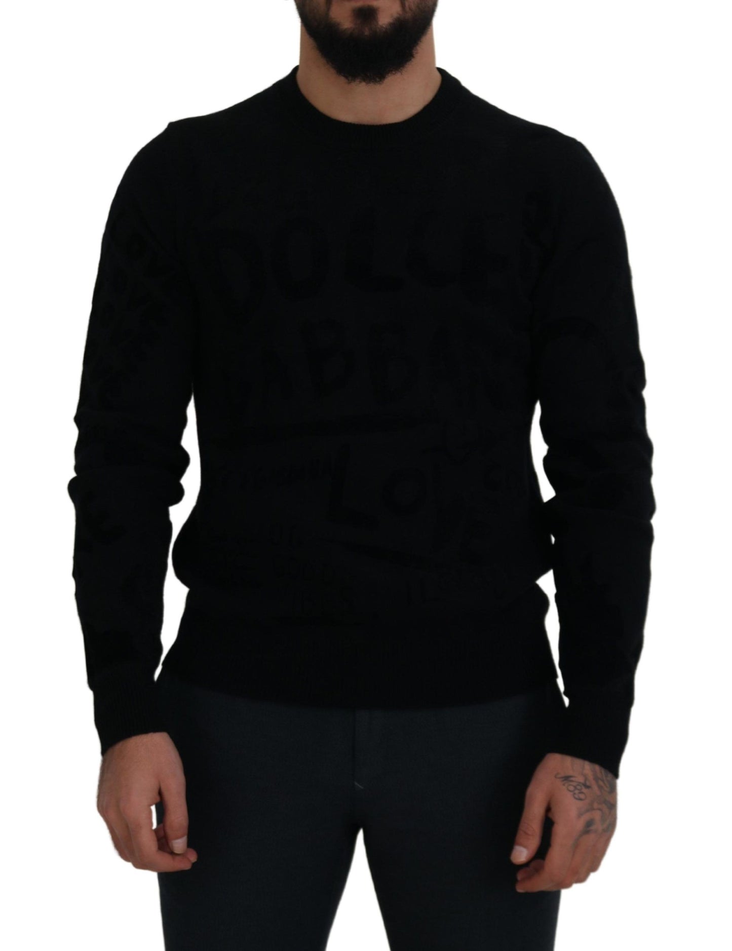 Dolce & Gabbana Elegant Black Logo Wool Sweater Dolce & Gabbana